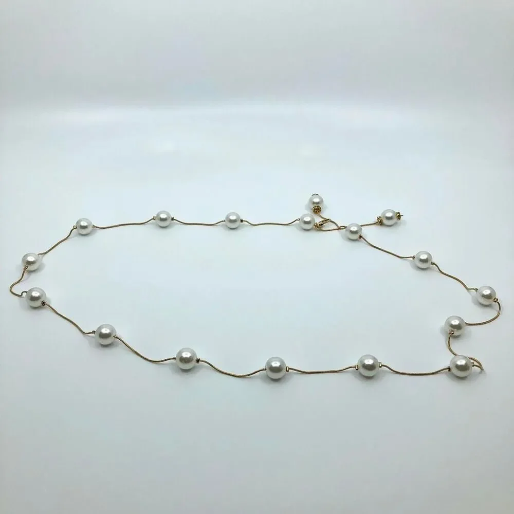 Women's Faux Pearl Gold Chain Belt, 41 Inches, X7G9A1006